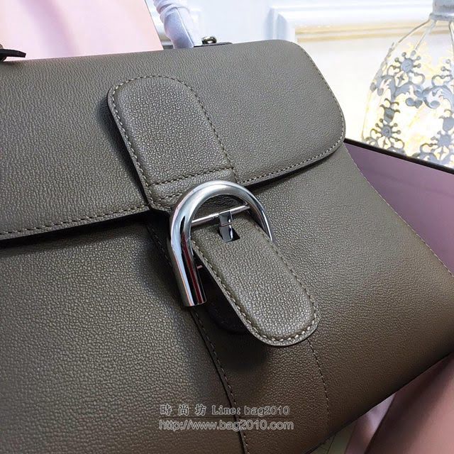 DELVAUX女包 頂級原單 Brillant系列 DV0028大象灰 大號 德爾沃女手提包 顆粒紋牛皮 DELVAUX單肩包  fcs1018